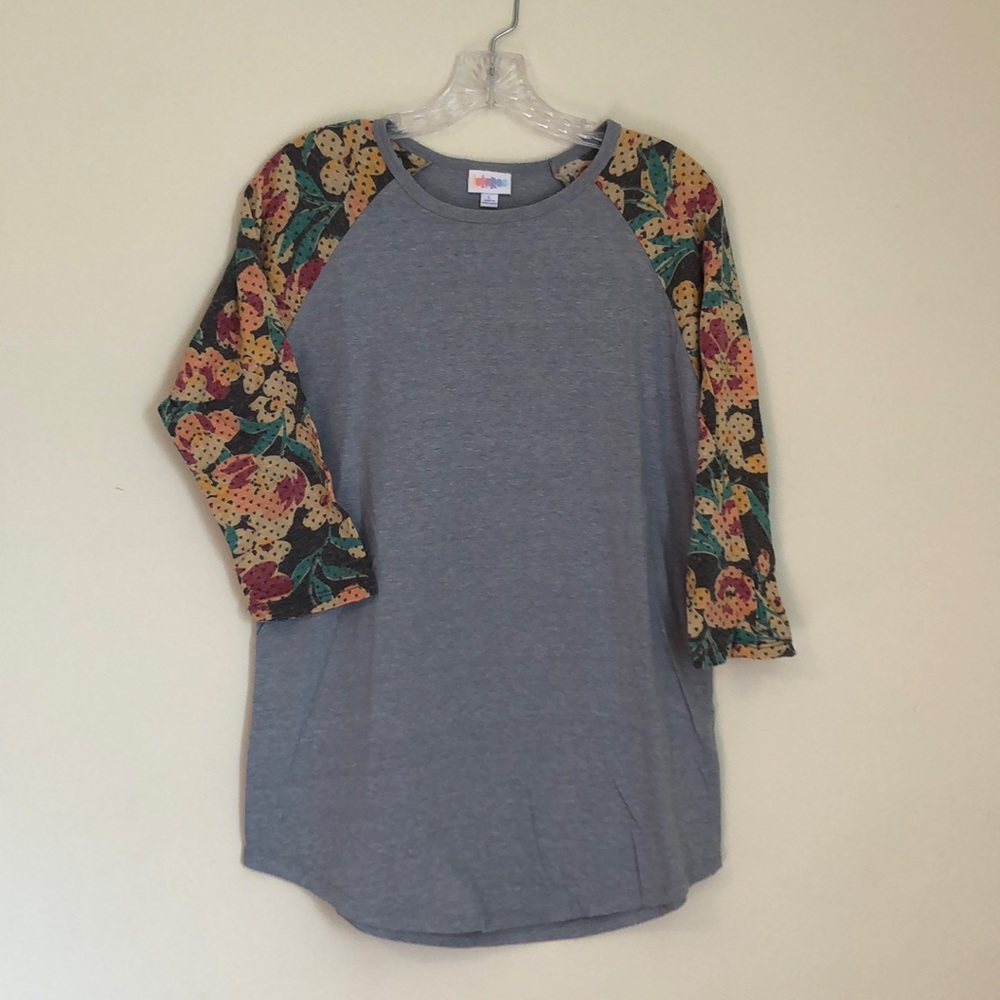 LulaRoe Randy Floral/Gray Raglan